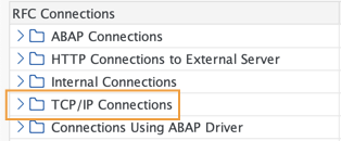 A list of RFC Connections folders in SAP ECC6