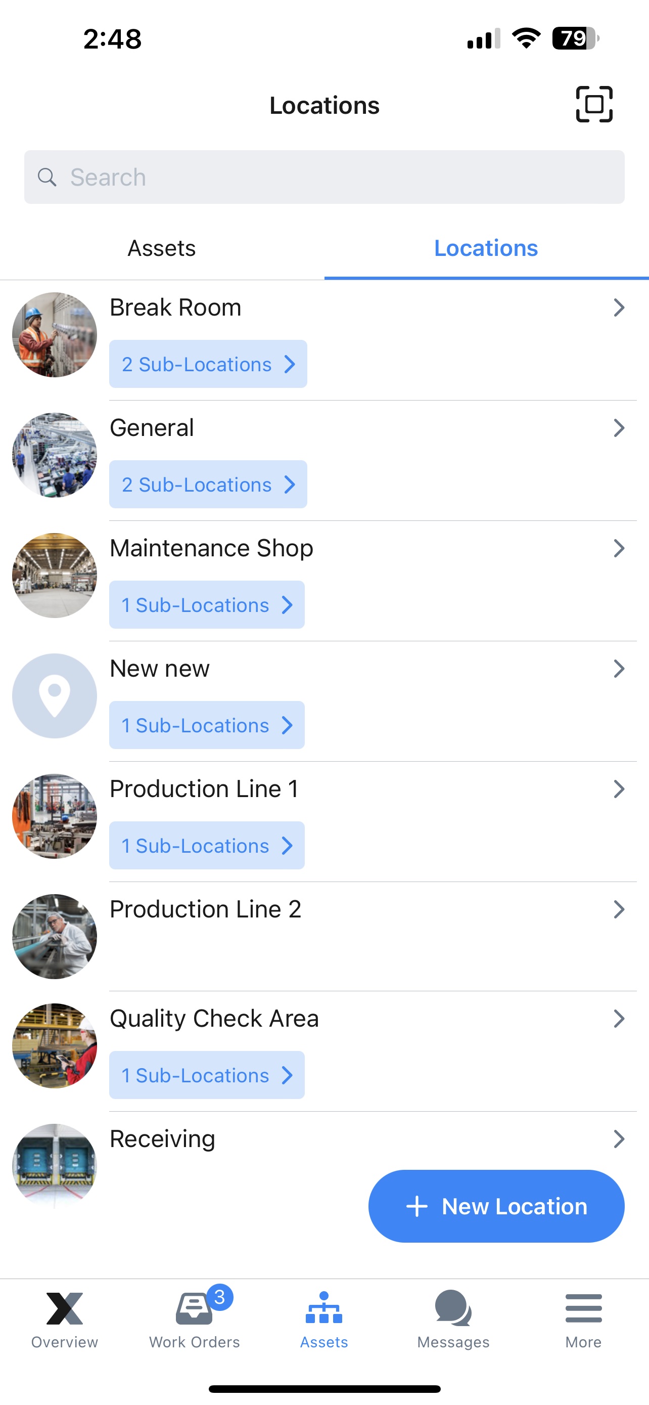 The list view in the MaintainX mobile app