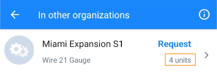 Available units in another organization in the MaintainX mobile app