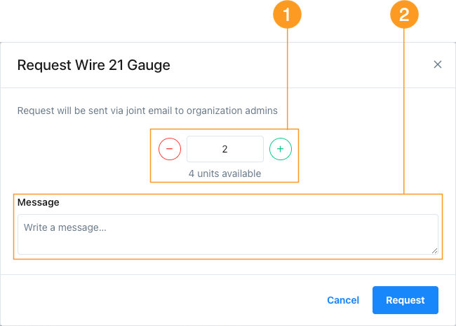 The part request dialog in the MaintainX web app