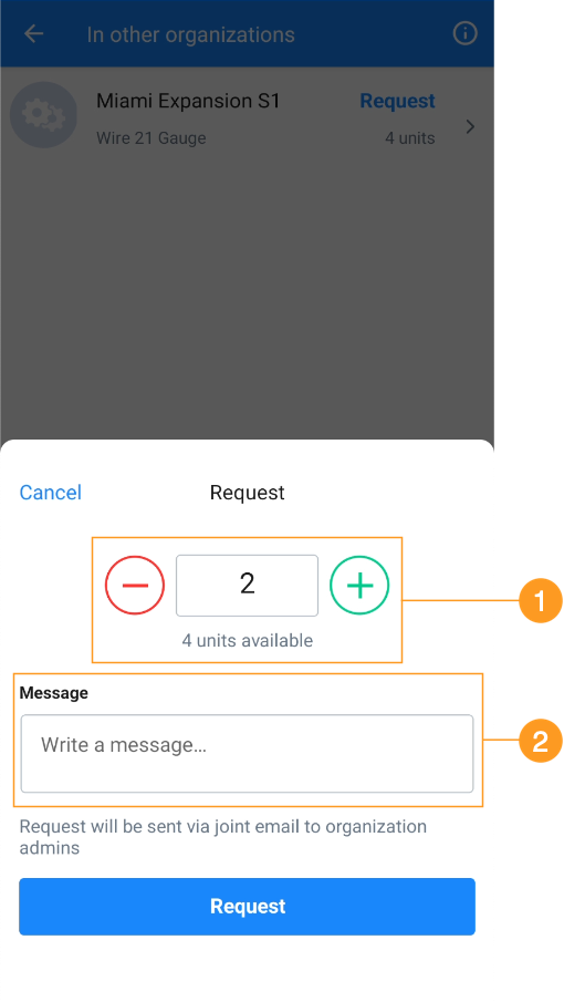 The part request options in the MaintainX mobile app