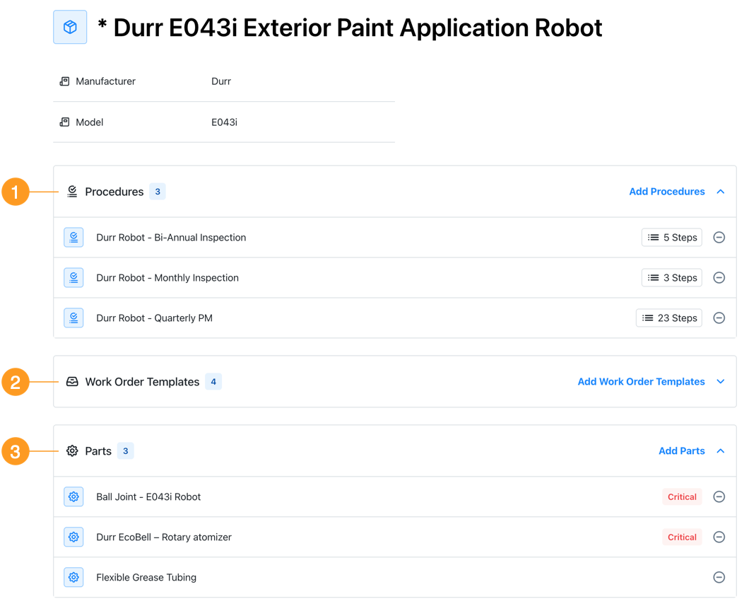 Web interface for creating a custom asset package in MaintainX
