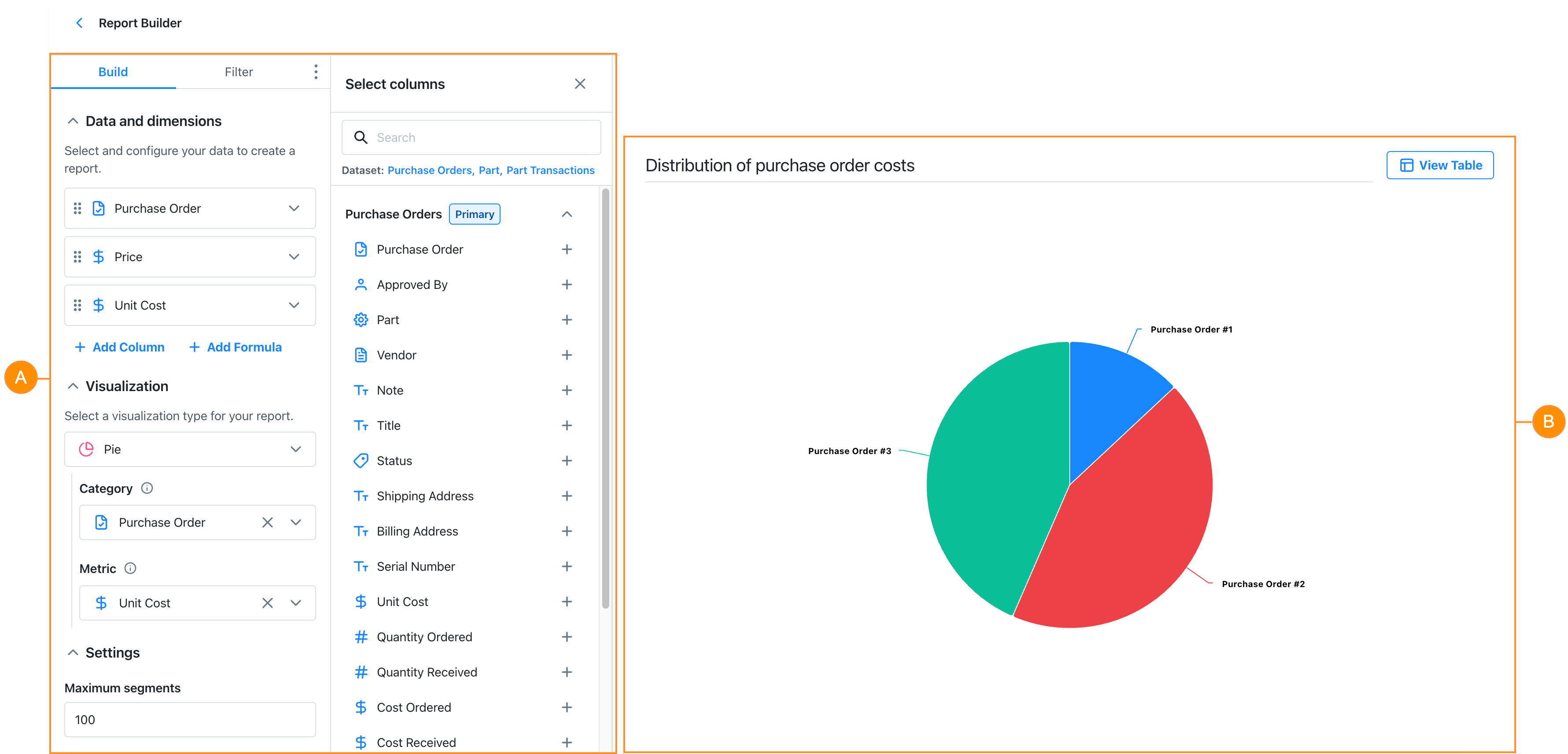 Screenshot of the Report Builder interface showing the report creation workflow.