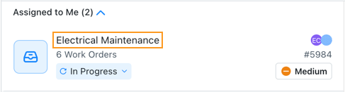 Screenshot showing how a parent work order appears in the To Do view list pane with the number of sub-work orders indicated in the list item.
