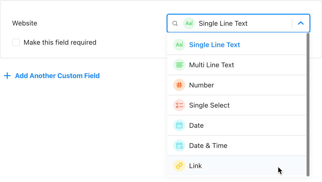 A custom vendor field