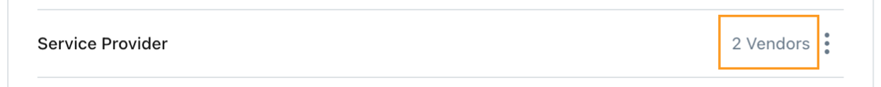 The vendor settings page shows how many vendors use each vendor type