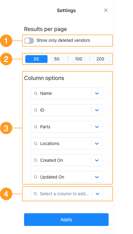 Table view settings