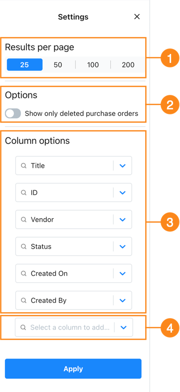 Table view settings