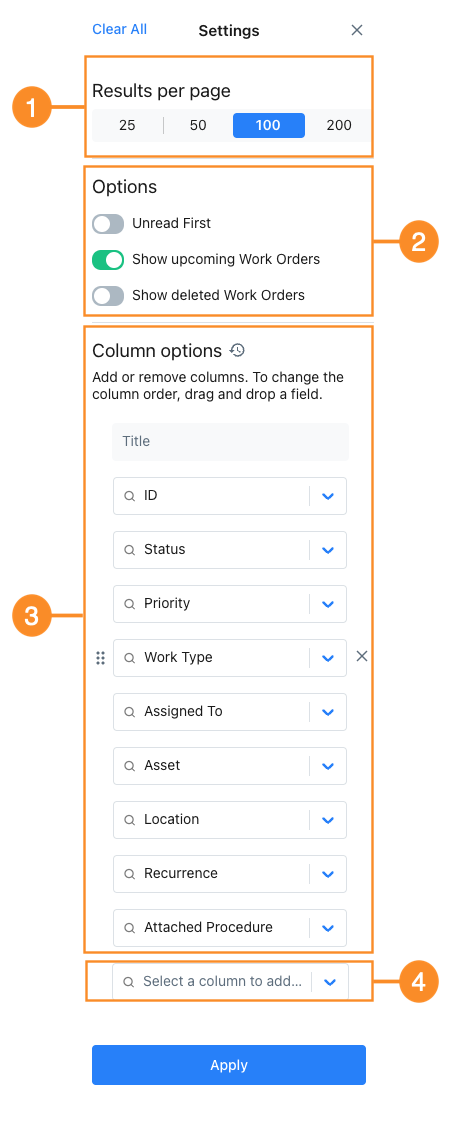 Table view settings