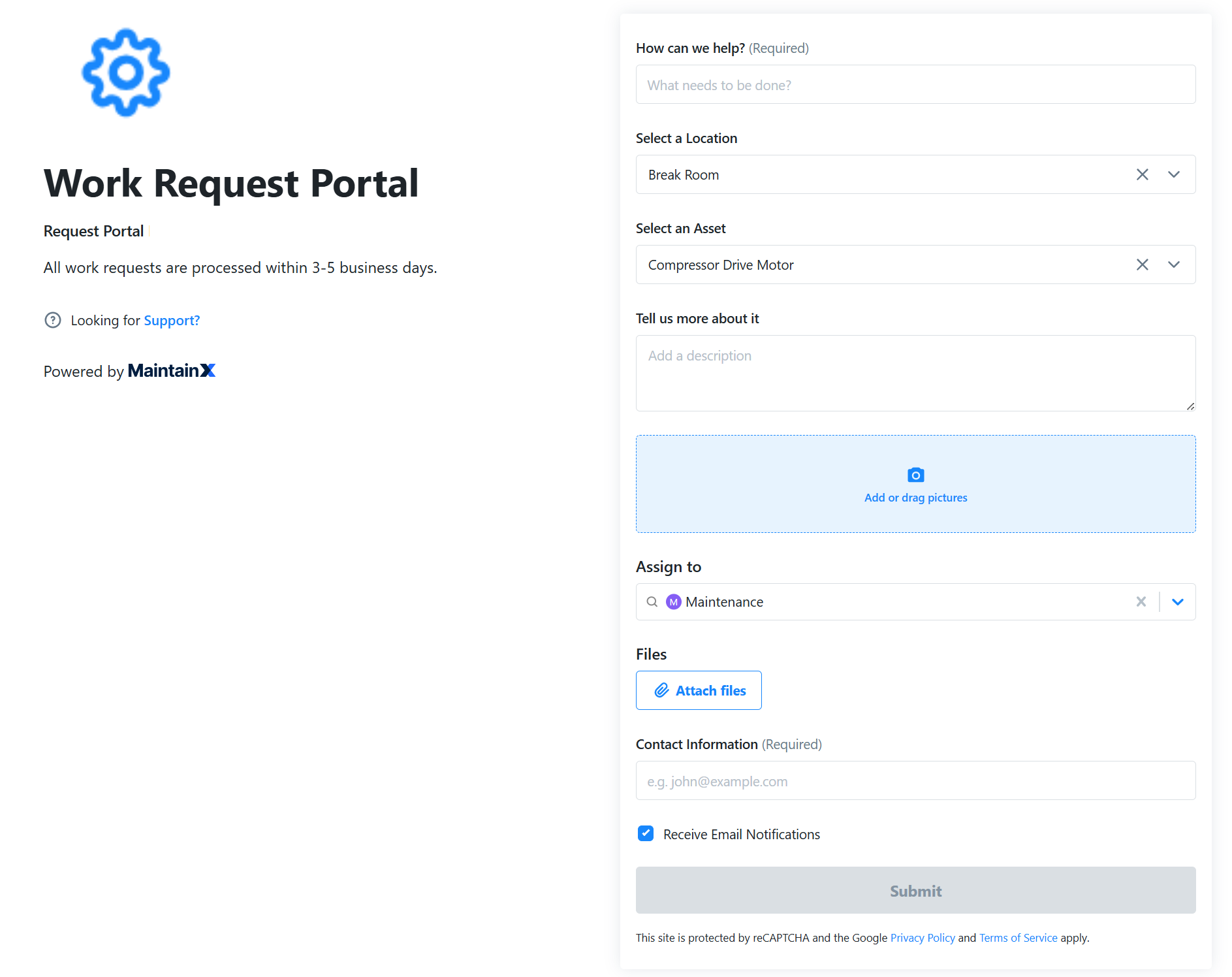 A request portal example